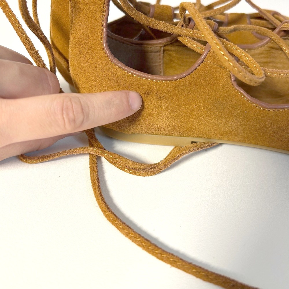 gap gladiator lace-up western boho ballet flats brown suede pointed toe 7.5 - Picture 8 of 8